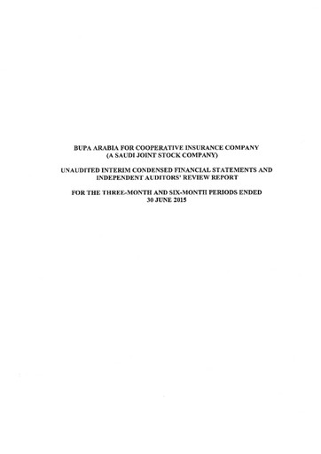 Thumbnail Bupa Arabia for Cooperative Insurance Company Financial Statement 2015-h1