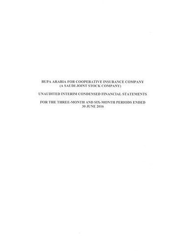Thumbnail Bupa Arabia for Cooperative Insurance Company Financial Statement 2016-h1