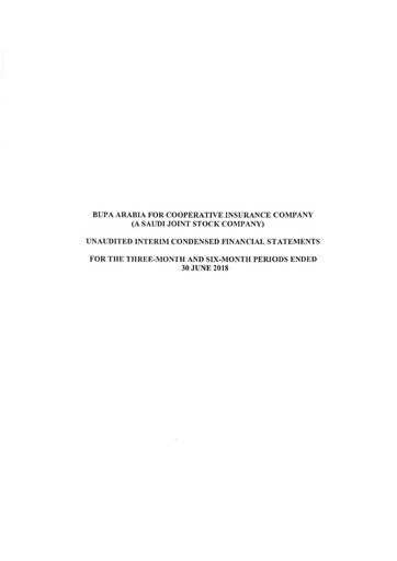 Thumbnail Bupa Arabia for Cooperative Insurance Company Financial Statement 2018-h1
