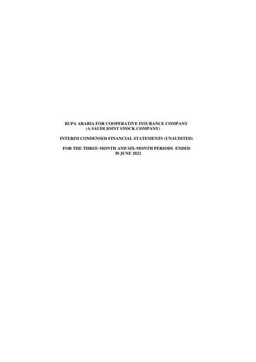 Thumbnail Bupa Arabia for Cooperative Insurance Company Financial Statement 2022-h1
