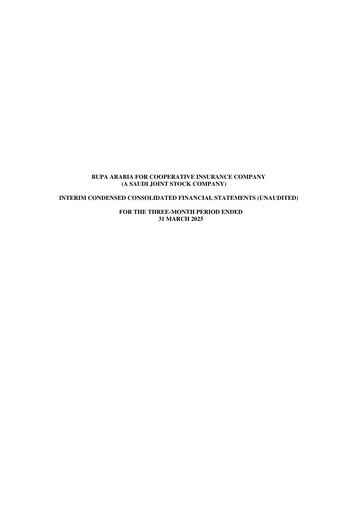 Thumbnail Bupa Arabia for Cooperative Insurance Company Quarterly Report 2025-q1