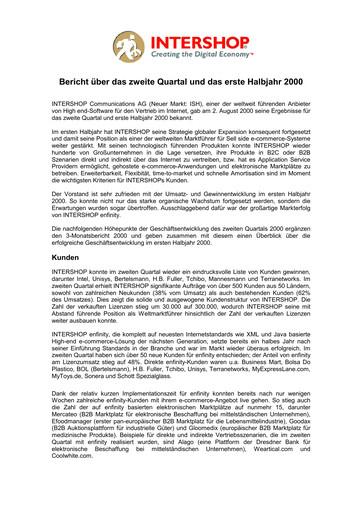 Thumbnail INTERSHOP Communications Half-year Report 2000-h1