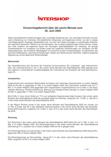 Thumbnail INTERSHOP Communications Half-year Report 2005-h1