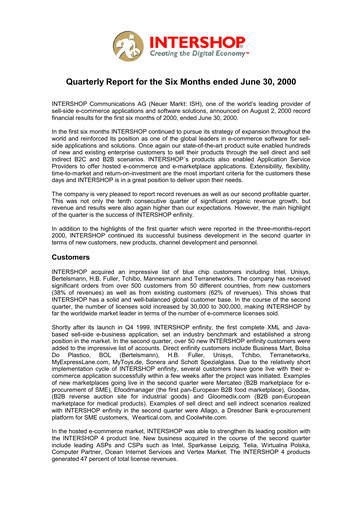 Thumbnail INTERSHOP Communications Half-year Report 2000-h1