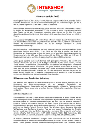 Thumbnail INTERSHOP Communications Quarterly Report 2000-q1