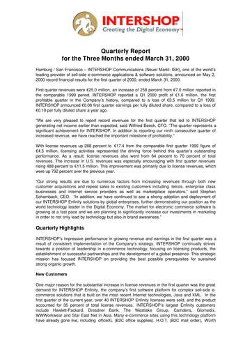 Thumbnail INTERSHOP Communications Quarterly Report 2000-q1