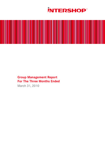 Thumbnail INTERSHOP Communications Quarterly Report 2010-q1