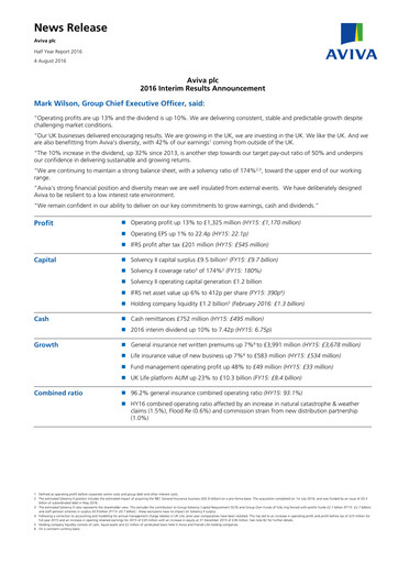 Thumbnail Aviva Half-year Report 2016-h1