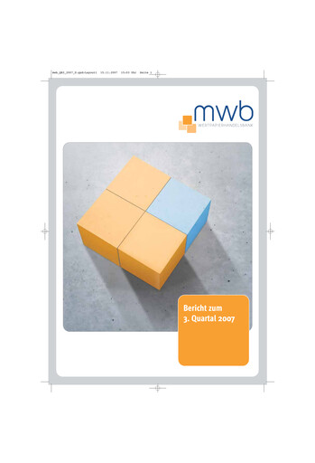 Miniature mwb fairtrade AG Rapport trimestriel 2007-q3