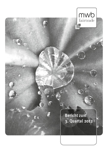Miniature mwb fairtrade AG Rapport trimestriel 2012-q3