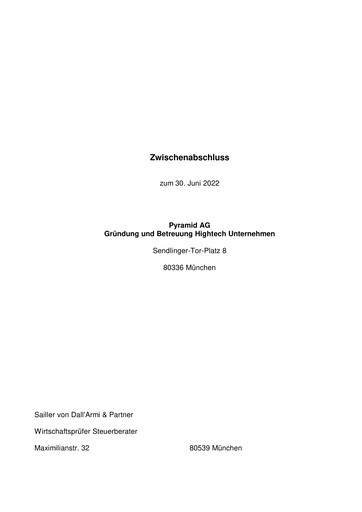 Thumbnail Pyramid AG Half-year Report 2022-h1