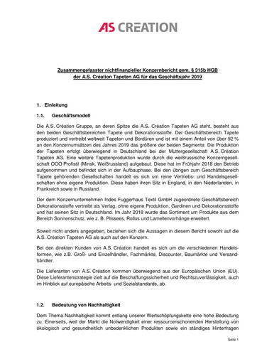 Thumbnail A.S. Création Tapeten Sustainability Report 2019