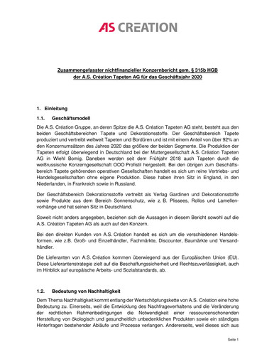 Thumbnail A.S. Création Tapeten Sustainability Report 2020