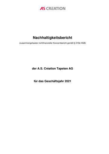 Thumbnail A.S. Création Tapeten Sustainability Report 2021