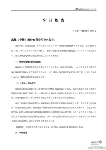 Thumbnail Kaiser (China) Culture Financial Statement 2011