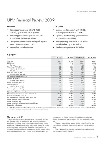 Thumbnail UPM-Kymmene Financial Statement 2009