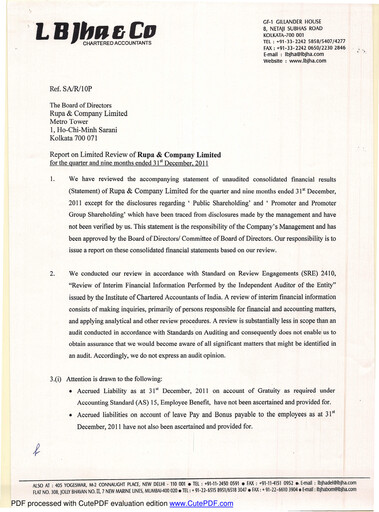 Thumbnail Rupa Company
 Quarterly Report 2011-q3