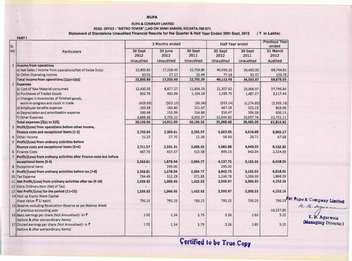 Thumbnail Rupa Company
 Quarterly Report 2012-q2