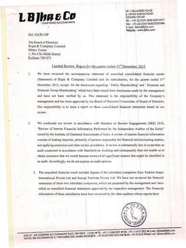 Thumbnail Rupa Company
 Quarterly Report 2012-q3