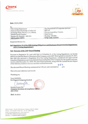 Thumbnail Rupa Company
 Quarterly Report 2020-q3