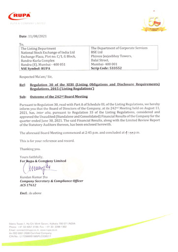 Thumbnail Rupa Company
 Quarterly Report 2021-q1