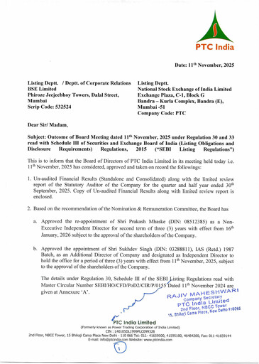 Thumbnail PTC India
 Quarterly Report 2025-q2