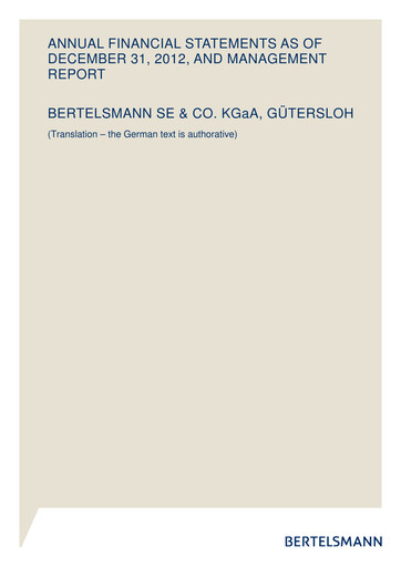 Thumbnail Bertelsmann SE & Co. KGaA Financial Statement 2012