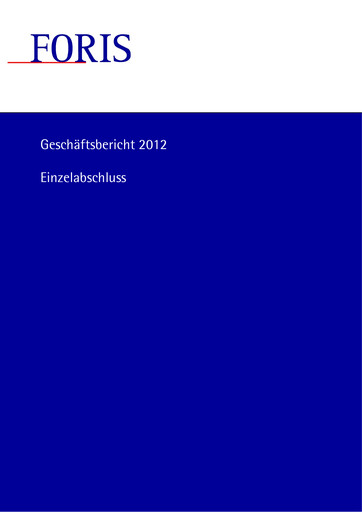 Thumbnail FORIS AG Financial Statement 2012