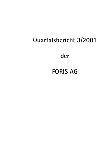 Thumbnail FORIS AG Quarterly Report 2001-q3