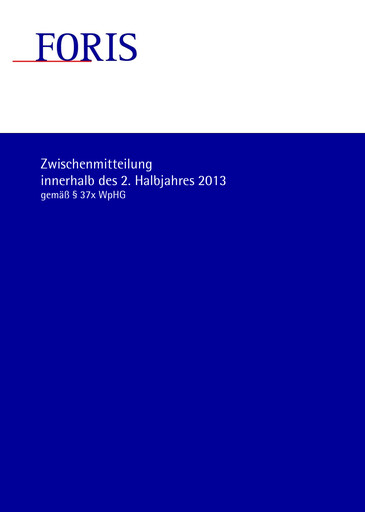 Thumbnail FORIS AG Quarterly Report 2013-q3