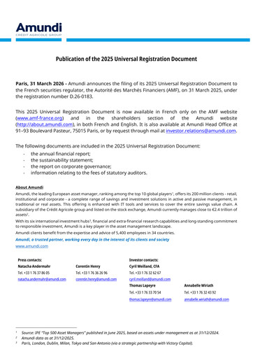 Thumbnail Amundi Universal Registration Document 2025