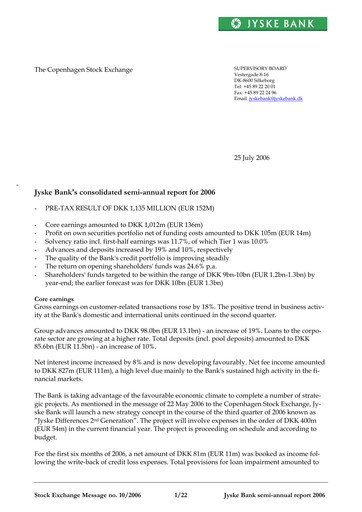 Thumbnail Jyske Bank Financial Report 2006-h1