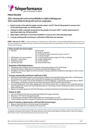 Thumbnail Teleperformance Financial Report 2022