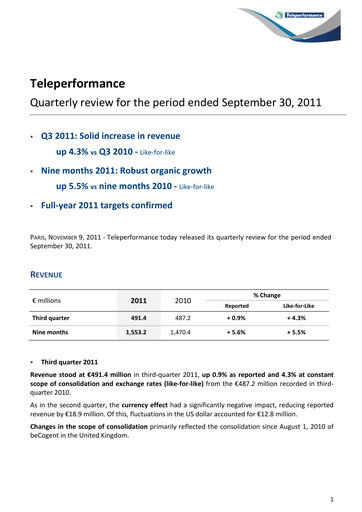 Thumbnail Teleperformance Quarterly Report 2011-q3