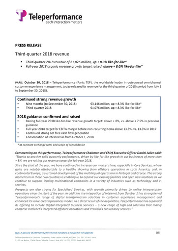 Thumbnail Teleperformance Quarterly Report 2018-q3