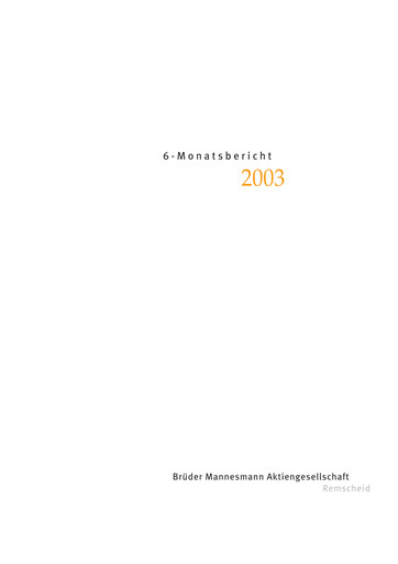 Thumbnail Brüder Mannesmann AG Half-year Report 2003-h1