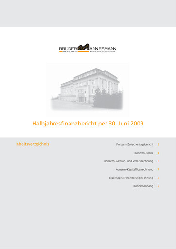 Thumbnail Brüder Mannesmann AG Half-year Report 2009-h1