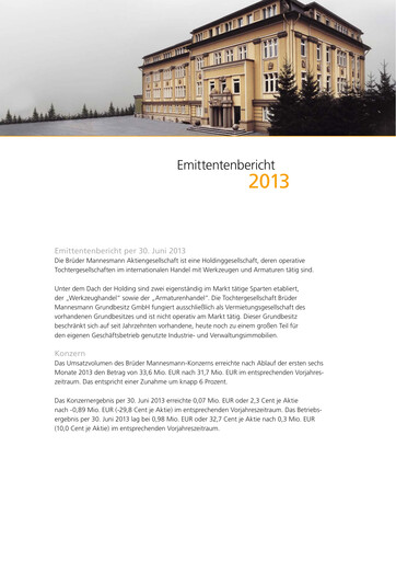 Thumbnail Brüder Mannesmann AG Half-year Report 2013-h1