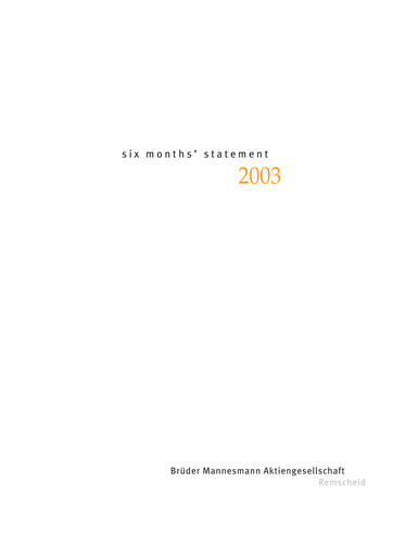 Thumbnail Brüder Mannesmann AG Half-year Report 2003-h1