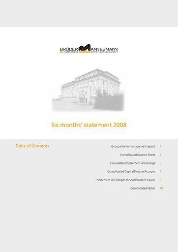 Thumbnail Brüder Mannesmann AG Half-year Report 2008-h1