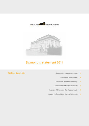 Thumbnail Brüder Mannesmann AG Half-year Report 2011-h1