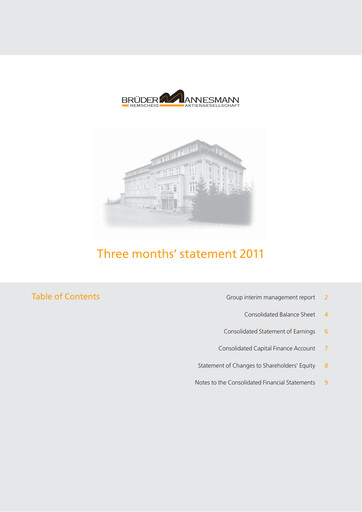 Thumbnail Brüder Mannesmann AG Quarterly Report 2011-q1