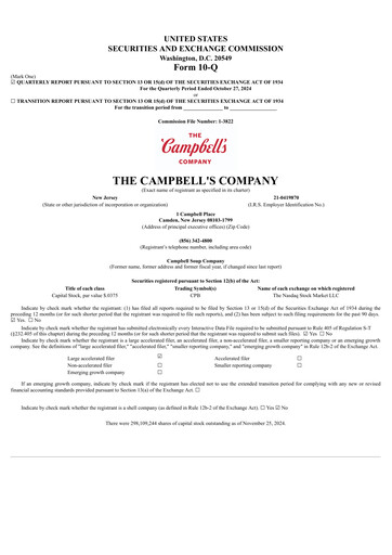 Thumbnail 
Campbell's Quarterly Report 2025-q1