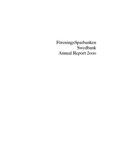 Thumbnail Swedbank Annual Report 2000