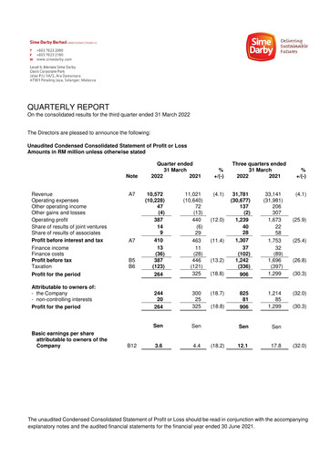 Thumbnail Sime Darby
 Quarterly Report 2022-q3