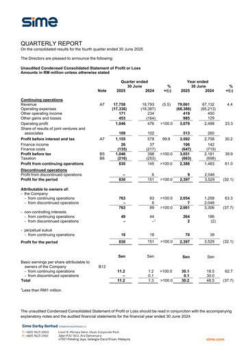 Thumbnail Sime Darby
 Quarterly Report 2025-q4