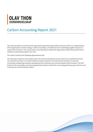 Thumbnail Olav Thon ESG Report 2021