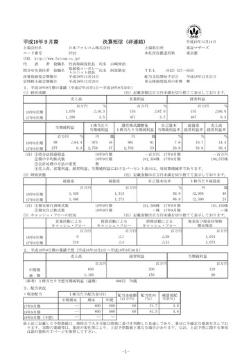 Thumbnail Nihon Falcom Financial Statement fy2006