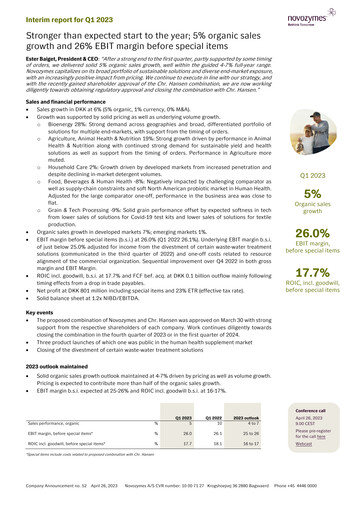 Thumbnail Novonesis Quarterly Report 2023-q1