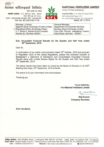 Thumbnail National Fertilizers
 Quarterly Report 2019-q2